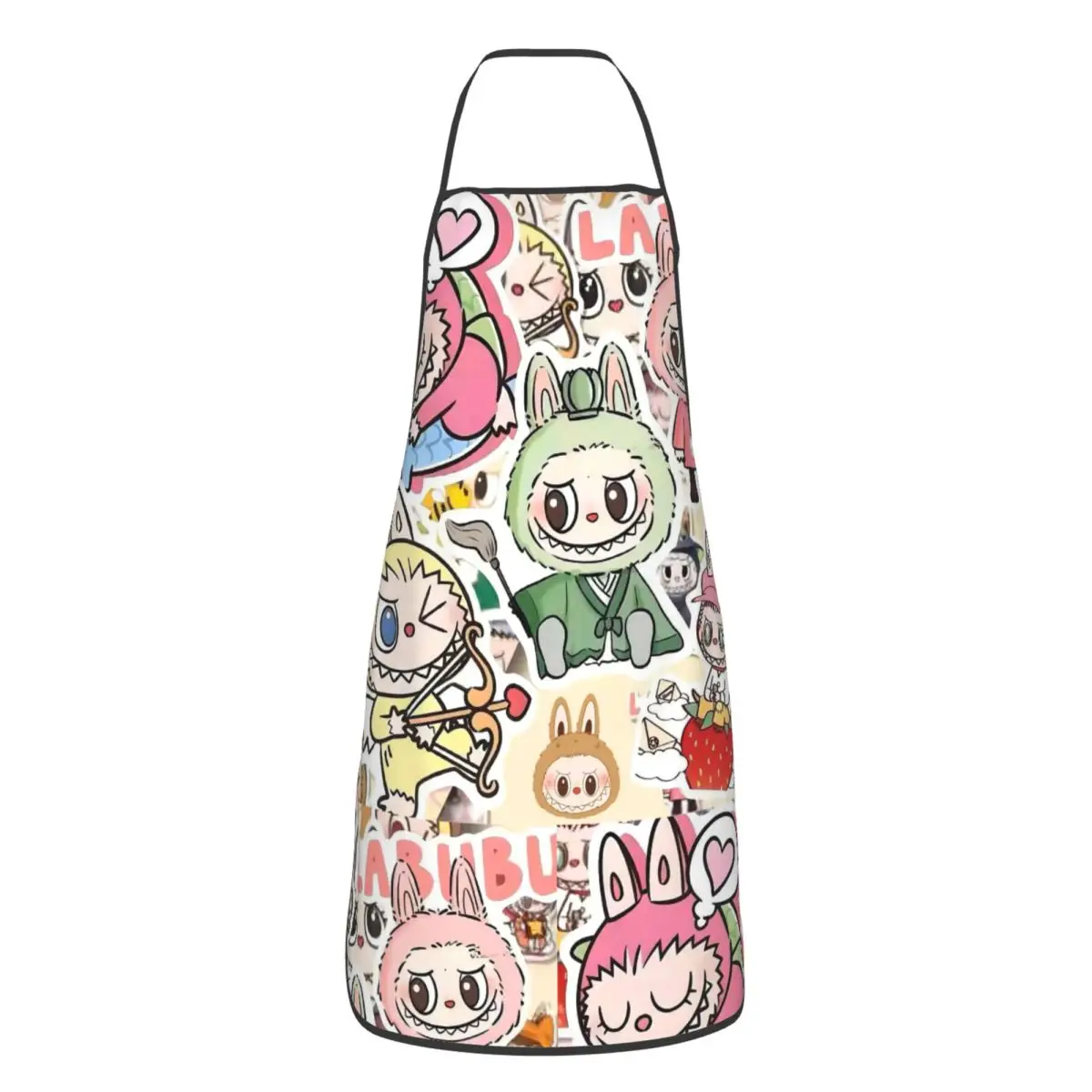 Custom Unisex L-Labubues Cartoon Bib Apron Adult Women Men Chef Tablier Cuisine for Cooking Kitchen Gardening