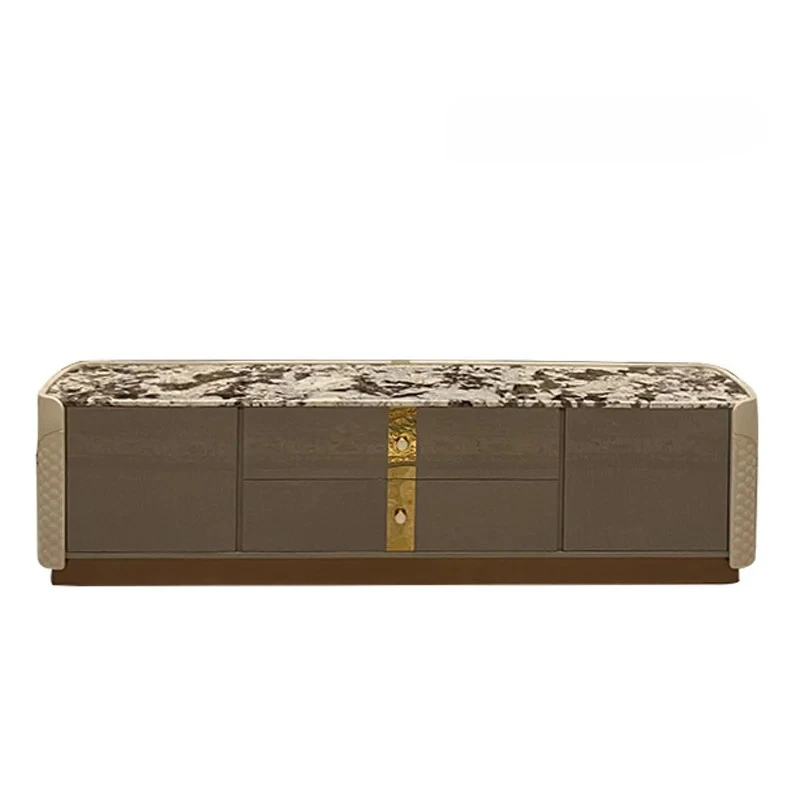 A  Nordic Minimalism Natural Luxury Stone TV Cabinet Italian Style Light Luxury Villa Suite High-End Audiovisual Cabinet