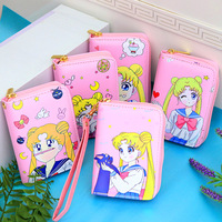 Anime Sailor Moon Short Coin Purse Pouch Clutch Bag Girls Purses Cute Wallet Key Ring Card Holder Pures and Bags Birthday Gift