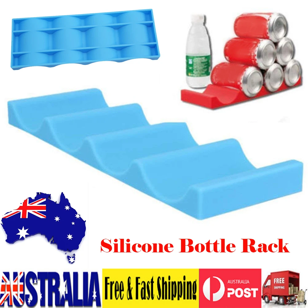 

Novelty Fridge Can Beer Bottle Rack Organiser Holder Mat Silicone Tidy Tool Bar Accessories (Blue)
