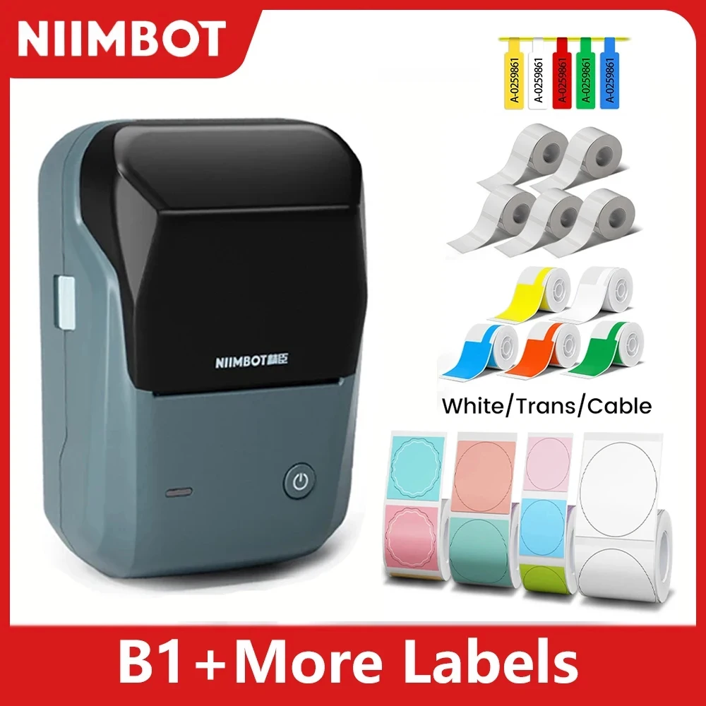 Niimbot B1 Mini Printer Thermal Wire White/ Cable/Color/Round Sticker Self Adhesive Waterproof For Stickers Labeling Machine