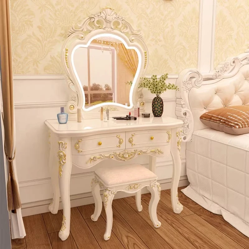 

Luxury Lighting Dressing Table European Simple Clothing Mirror Dressing Table White Europa Postazione Makeup Furniture Bedroom