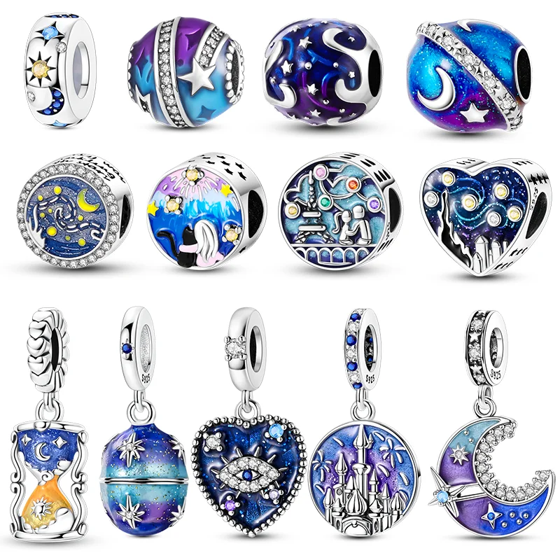 

Новые подвески из серебра 925 пробы: Луна и Звезда, Веселое яйцо-капля, Пасхальное яйцо. Подходят для женских оригинальных браслетов, DIY украшений, подарков.