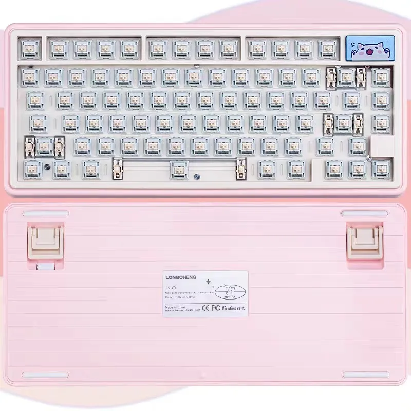 

Cute Rabbit Bear LC75 Wireless Mechanical Keyboard Tri-mode BT Gasket Hot-swap RGB Customized DIY Gaming Keyboard PC Girl Gifts