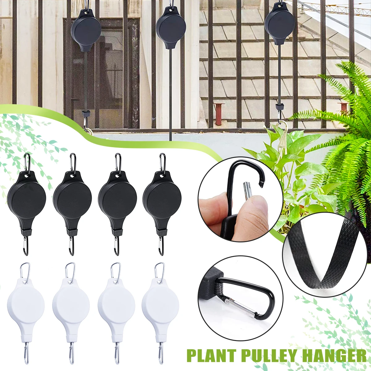 1/2/3/4/5Pcs Retractable Plant Pulley Adjustable Potted Plants Pull Down Hanger Hooks Hanging Flower Hook for Garden Supplies