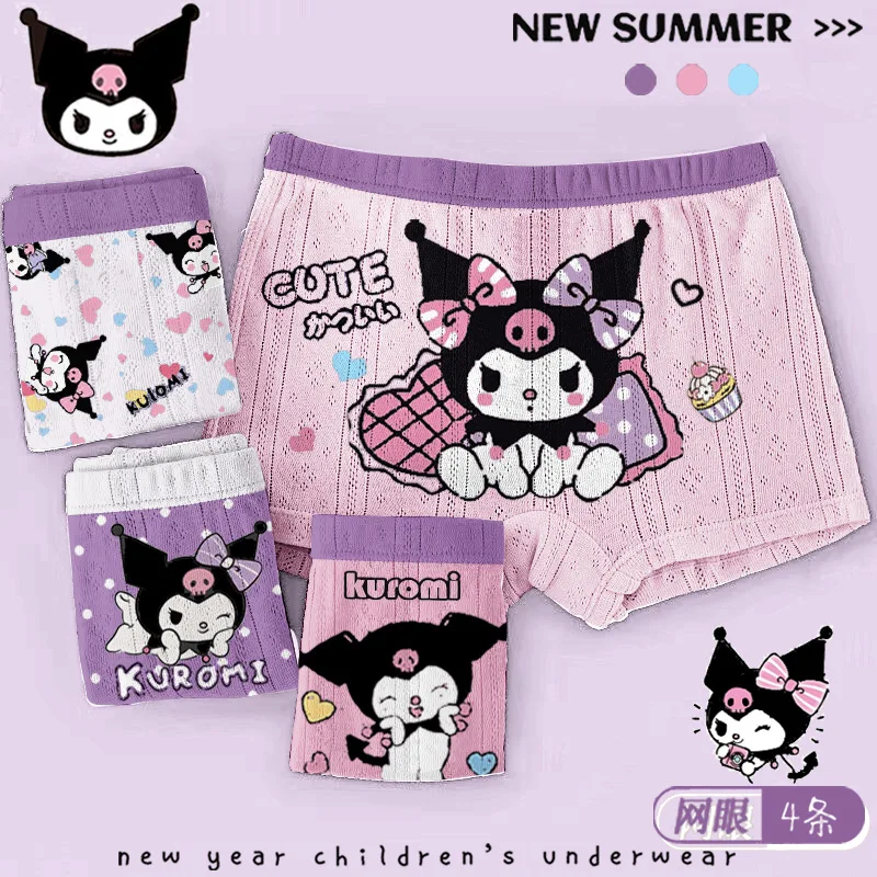 

Sanrio Kuromi Girls' Underwear Cinnamoroll Child Anime Cotton Flat Corner Shorts Skin Friendly Soft Antibacterial Bottom Pants