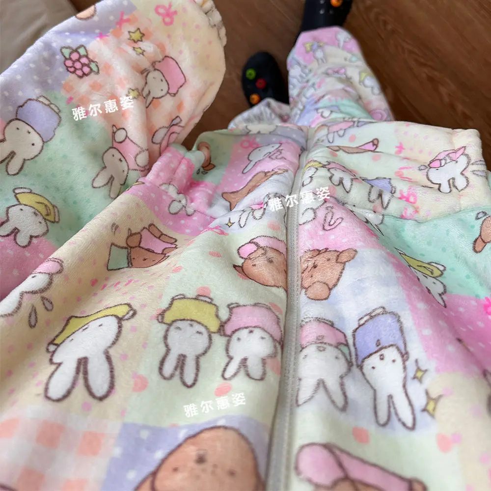 Kawaii Miffy Boris Conjunto de pijama de flanela térmica espessada desenho animado fofo de pelúcia macio conjunto de roupas caseiras presente de Natal