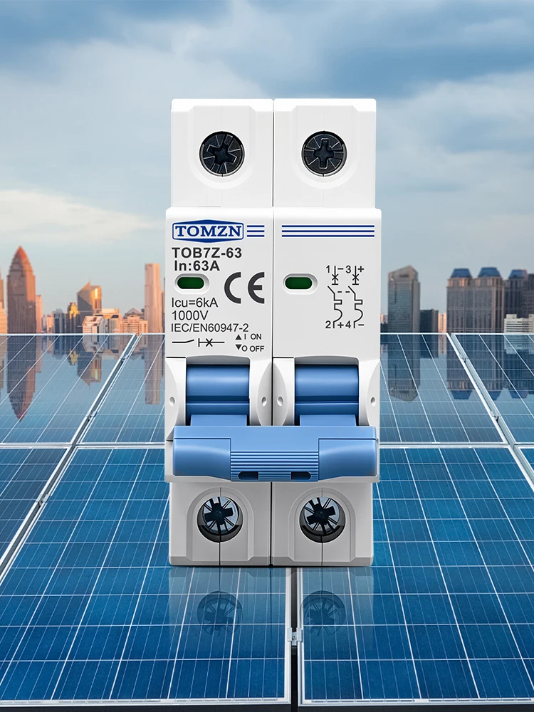 TOMZN TOB7Z 2P DC 1000V Solar Mini Leistungsschalter 3A 6A 10A 16A 20A 25A 32A 40A 50A 63A DC MCB für PV System MCB 35mm Din-schiene