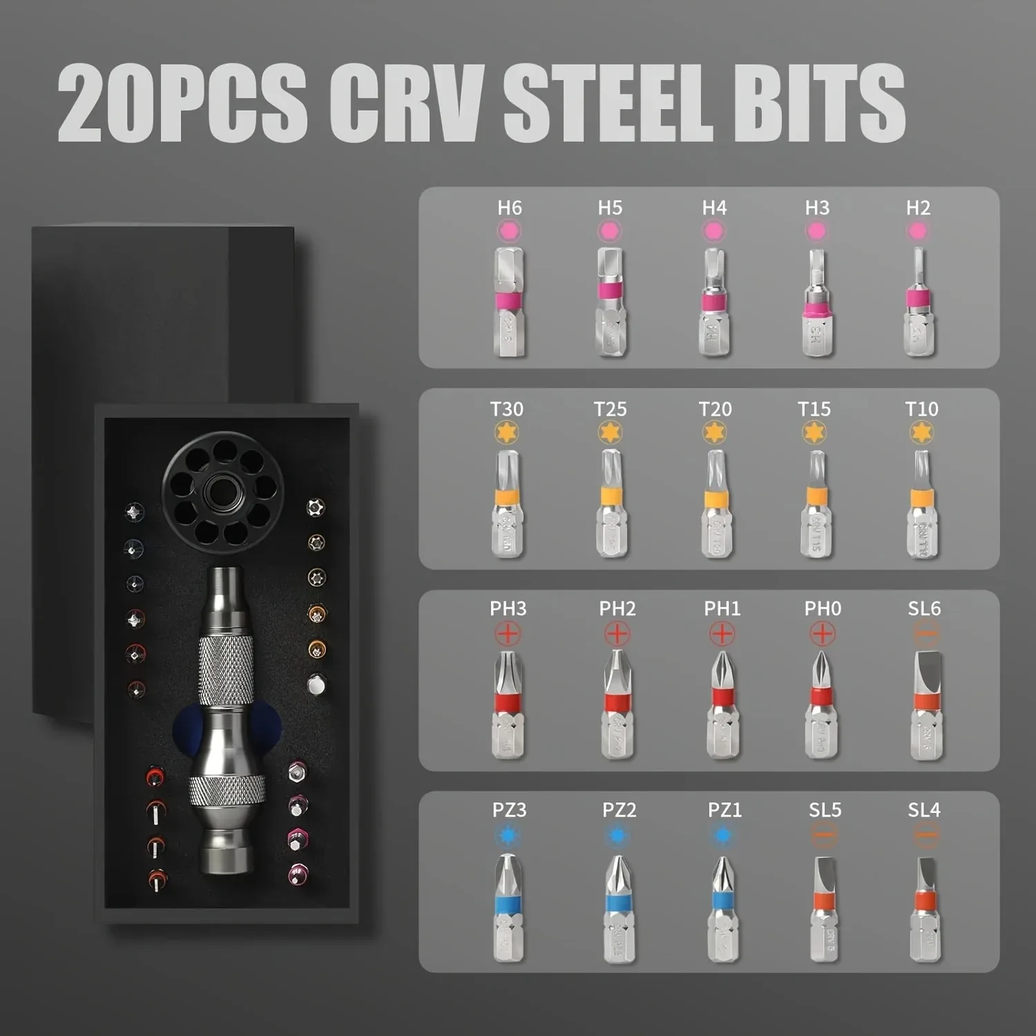 Motorcycle 22-in-1 Magnetic Screwdriver Set Multi Spec Bits For Electronics Small Appliances Repair Hand Tool Driver Accessories - view 2