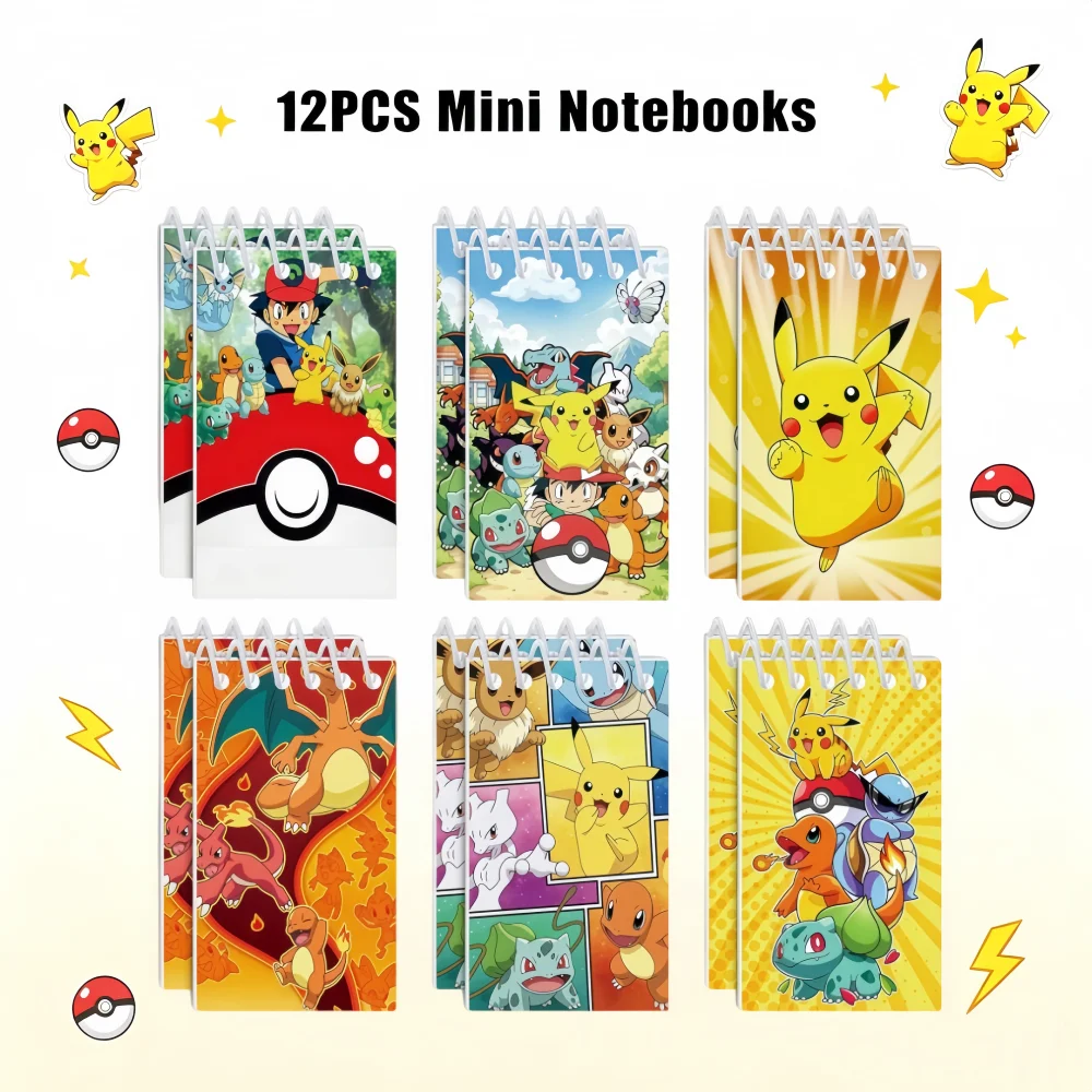 12/24 Stück Neue Pokémon Spiral-Notizblöcke. Geeignet für Schule und Büro. Schreibwaren-Geschenke, Partydekoration-Geschenke