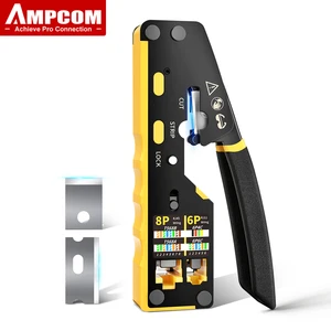 AMPCOM RJ45ネットワーククリンパーパススルーマルチファンクネットクリングプライヤーランテル用のクリンプ/カット/ストリップ(RJ11/CAT5E/6 UTP STP 10最高の販売クリンプツールRJ45 -№1