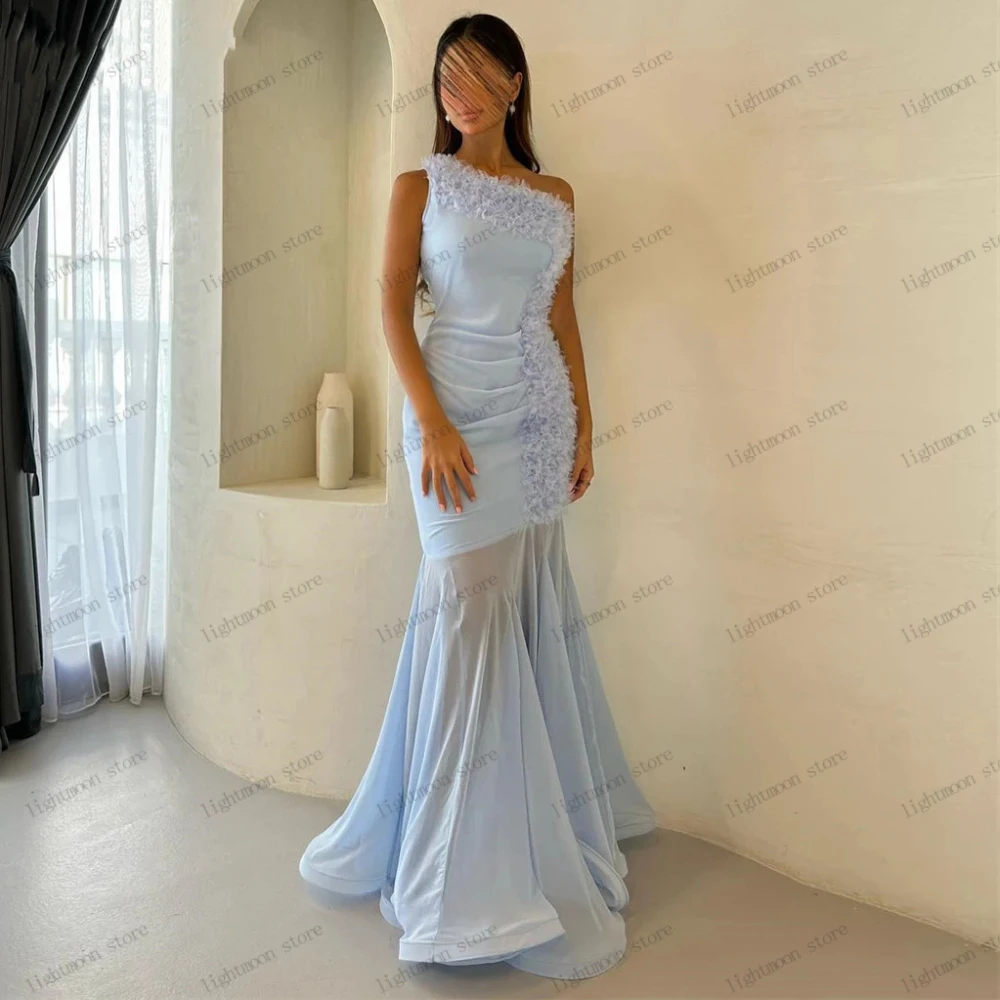 

Charming Evening Dresses Sky Blue Prom Dress Sleeveless Backless Robes For Formal Party Elegant Simple Vestidos De Noche 2024