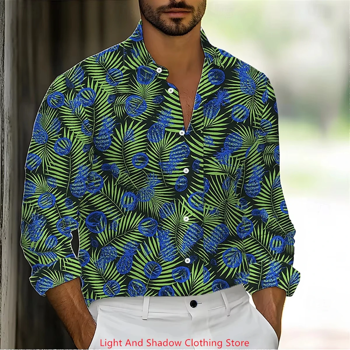 

Men's Shirt Regular Lapel Shirt Men's 3d Printing Retro Floral Casual Street Long Sleeve Fashion Printed Shirt/