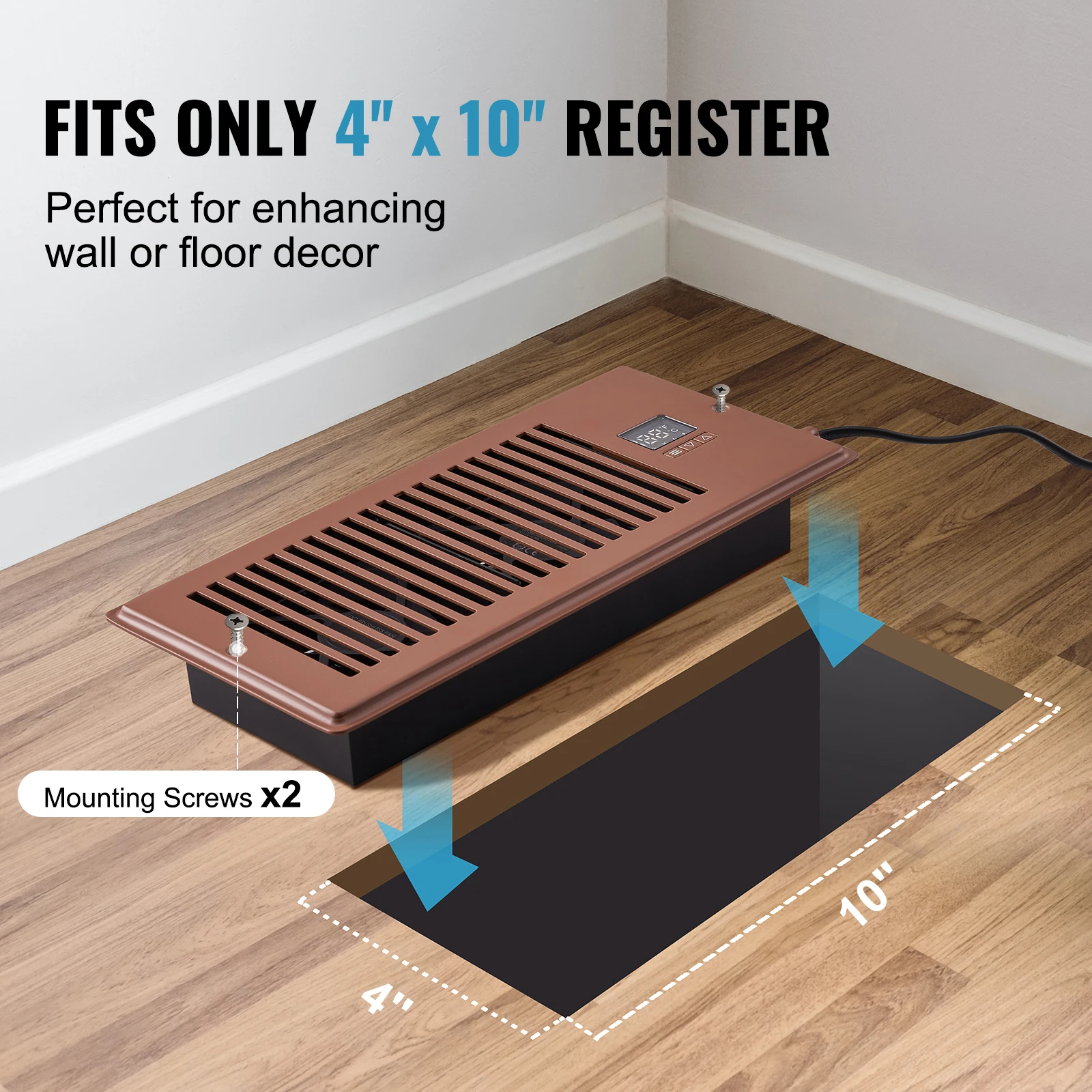 SucceBuy Register Booster Fan Quiet Vent Booster Fan Fits 4” x 10” Register Holes with Remote Control and Thermostat Control