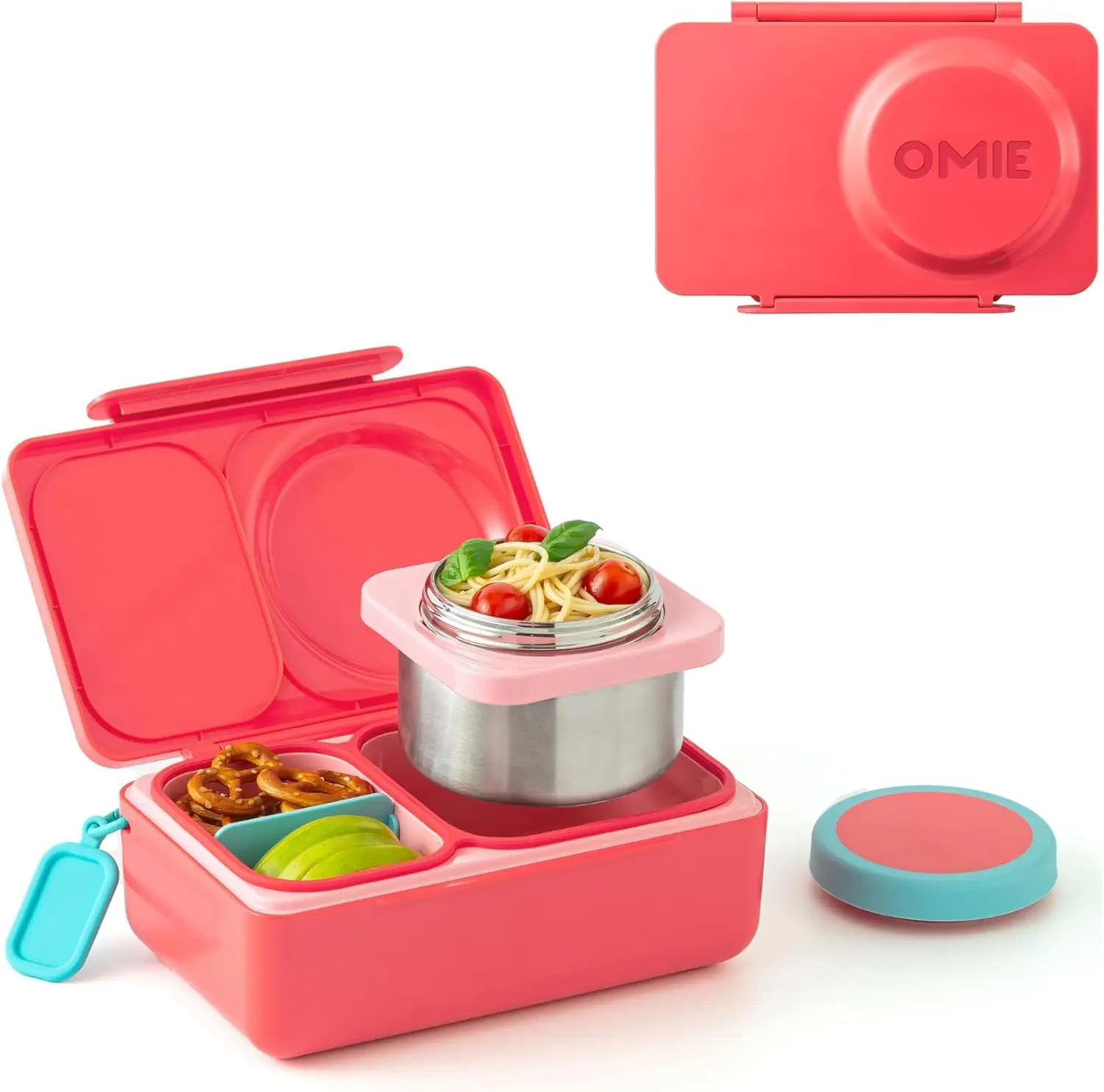

Insulated Kids Lunch Box with Thermal Jar & Ice Pack, Leak-Proof Bento for School, Cherry Pink