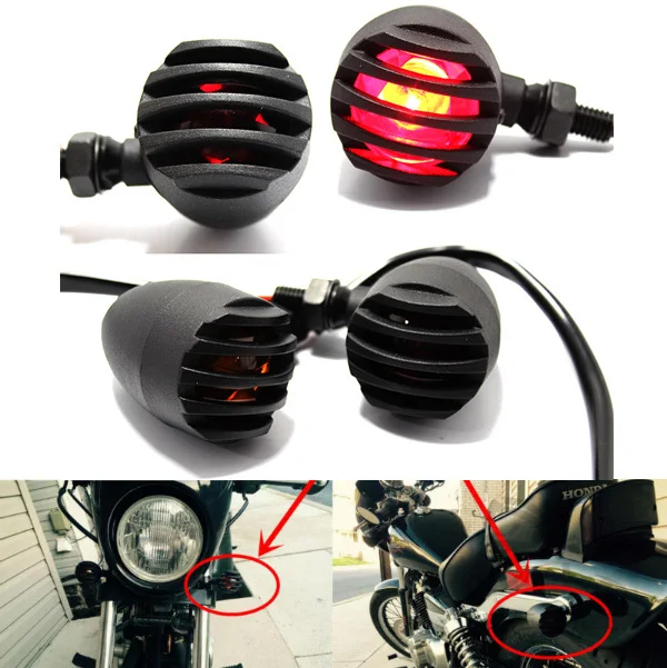 2 PCS Motorcycle LED Red Brake Blinker Turn Signal Tail Lights Flashing Light Amber Signal Lamp Accessories For Harley Honda