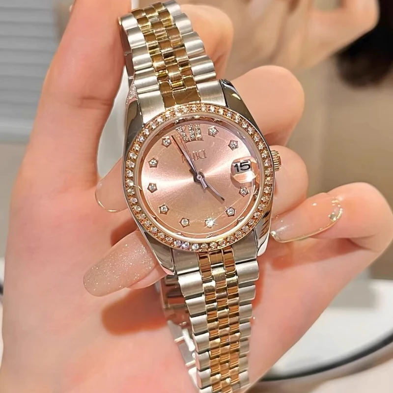 

Stylish simple light luxury niche hand women's watch exquisite full diamond student trend waterproof steel belt quartz watch