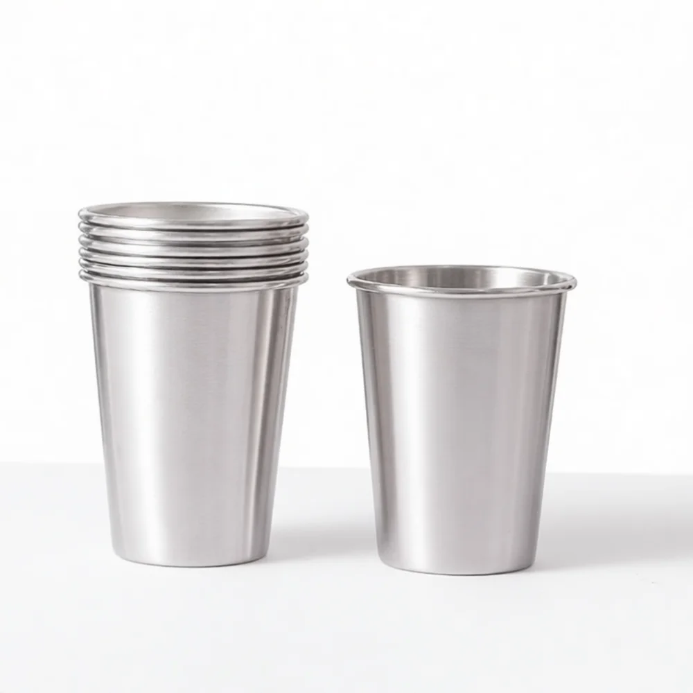 Shatterproof 304 Stainless Steel Mug Industrial Style Beer Cup Stylish Metal Drinkware For Backyard Camping Indoor Commercial