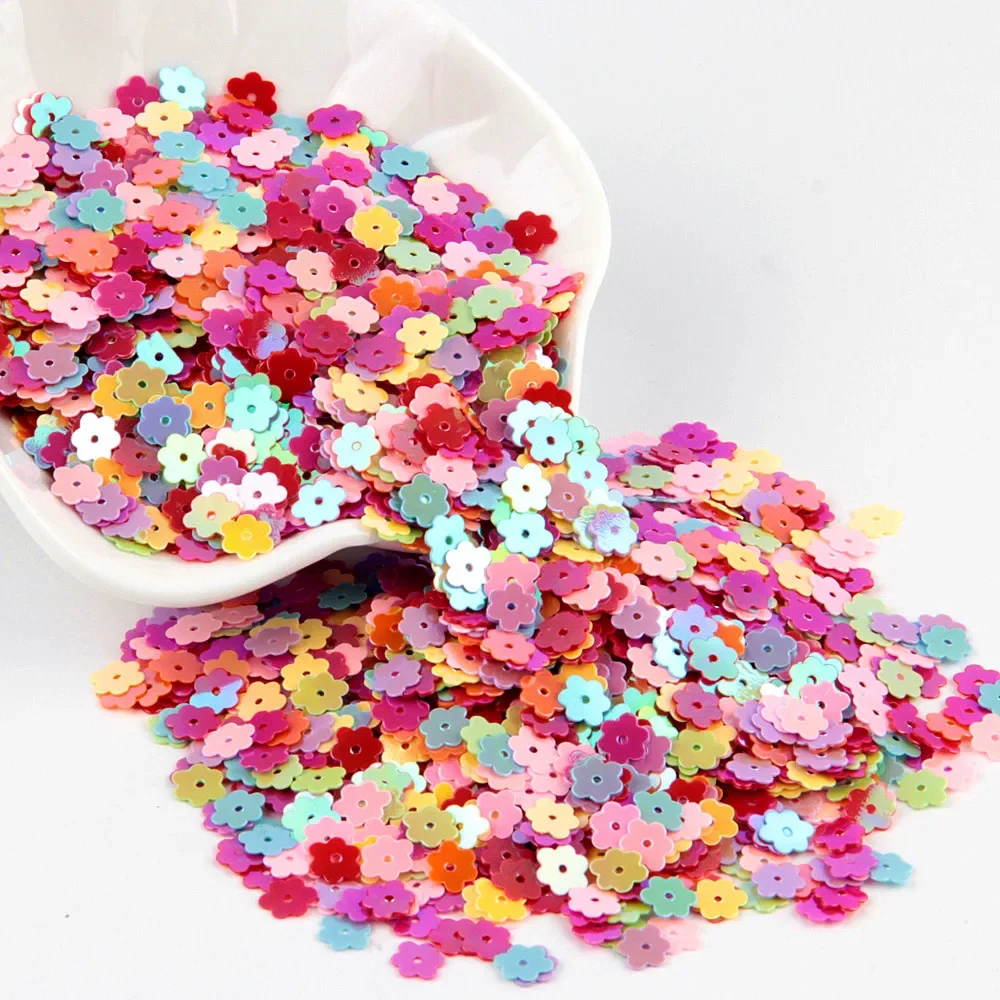 Flower Sequins 6mm Flat PVC Paillettes Loose Lentejuelas for Needlework Craft Sewing Fittings Costume Jewelry 10g/lot