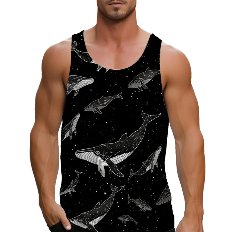 

Sea Whales Casual Men's Tank Tops 2025 Hawaiian Ocean Mens Shirts Sleeveless Tank Top Gym Workout Graphic T-Shirts Summer Tops