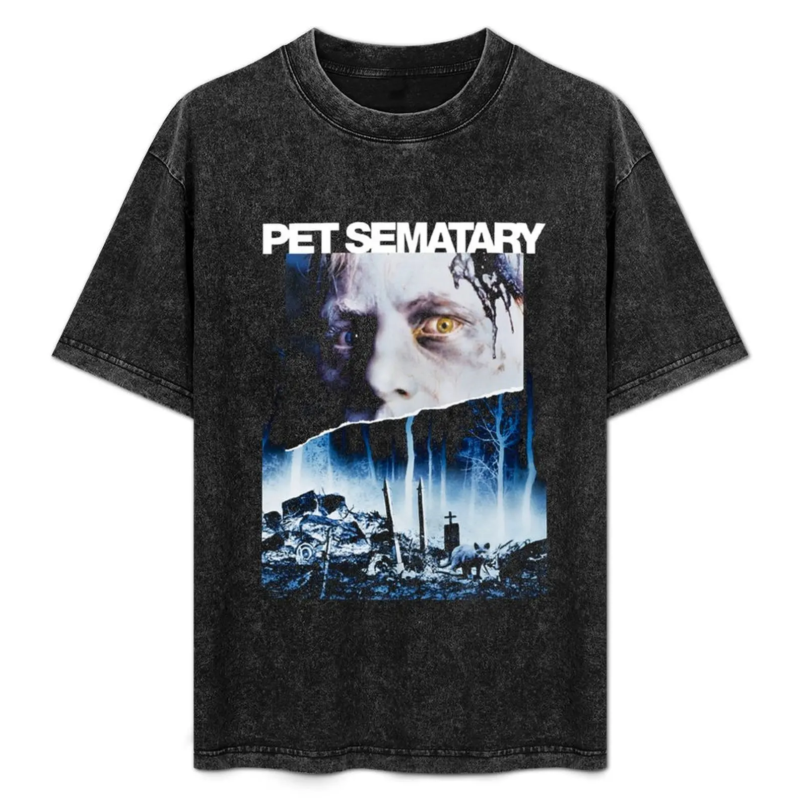 

Womens Movie Poster Pet Sematary Shirt T-Shirt Simple Solid Color Crew Neck Tee