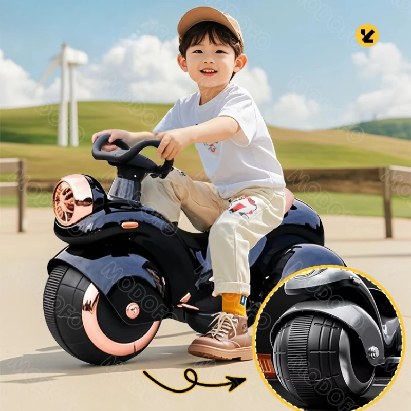 Motocicleta elétrica infantil com controle remoto - carro de brinquedo de 3 rodas anti-ponta para meninos de 1 a 3 anos, meninas, assento adulto incluído