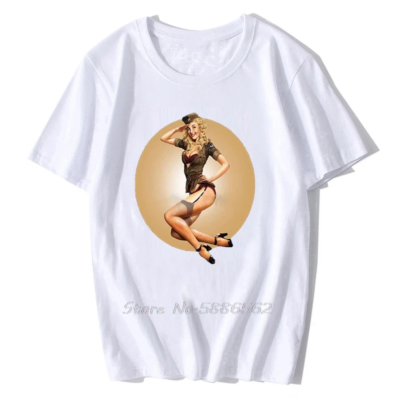 Pin Up Girl Femmes Funny T Shirt Hip Hop Clothing Tshirt Designer Funny Brand T-Shirt Womens Tops Tees Harajuku Streetwear