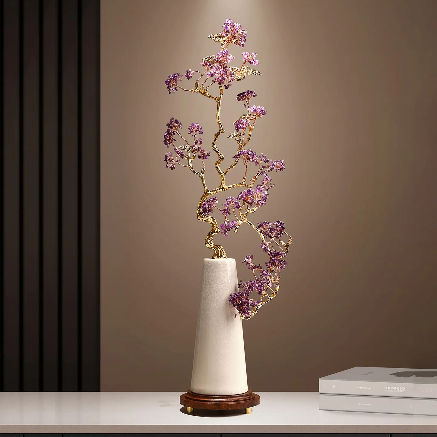 New Chinese purple gas Donglai light luxury crystal lucky Nafu decorative ornament TV cabinet living room entrance