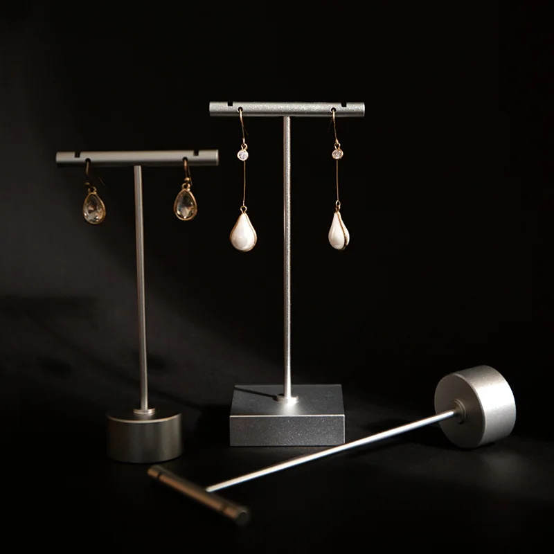 Tempat Pajangan Anting Perhiasan Rak Bar T Rak Penyimpanan Gantung Kancing Telinga Organizer Braket Anting Logam Menara