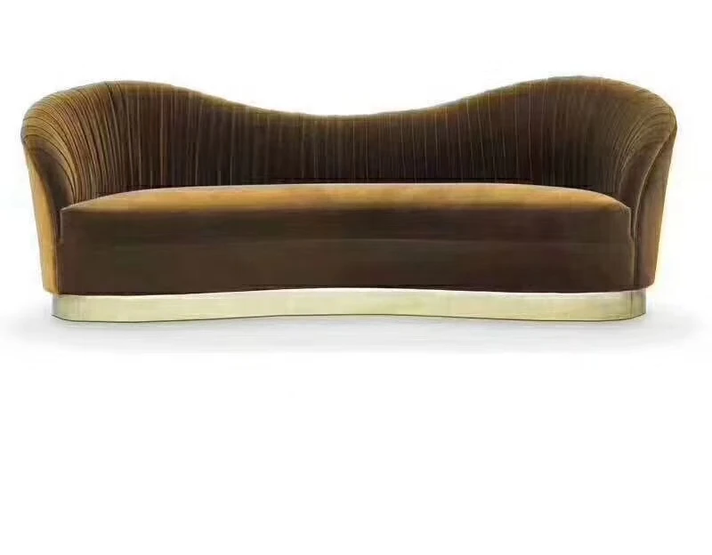di-Luxury Modern Leather Fabric Velvet Three Seat Sofa Apartment Dark Green Three Seat Stylish Couch for Living Room Safas&