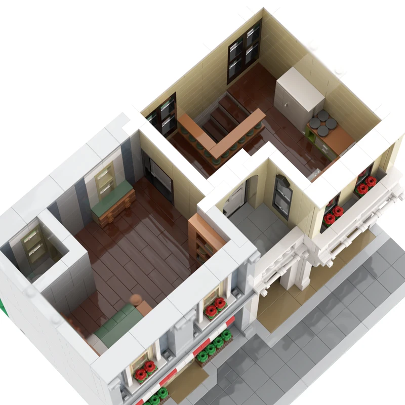 Street view modelo moc tijolos de construção loja de quadrinhos e loja de flores tecnologia modular presentes feriado montar crianças brinquedos terno