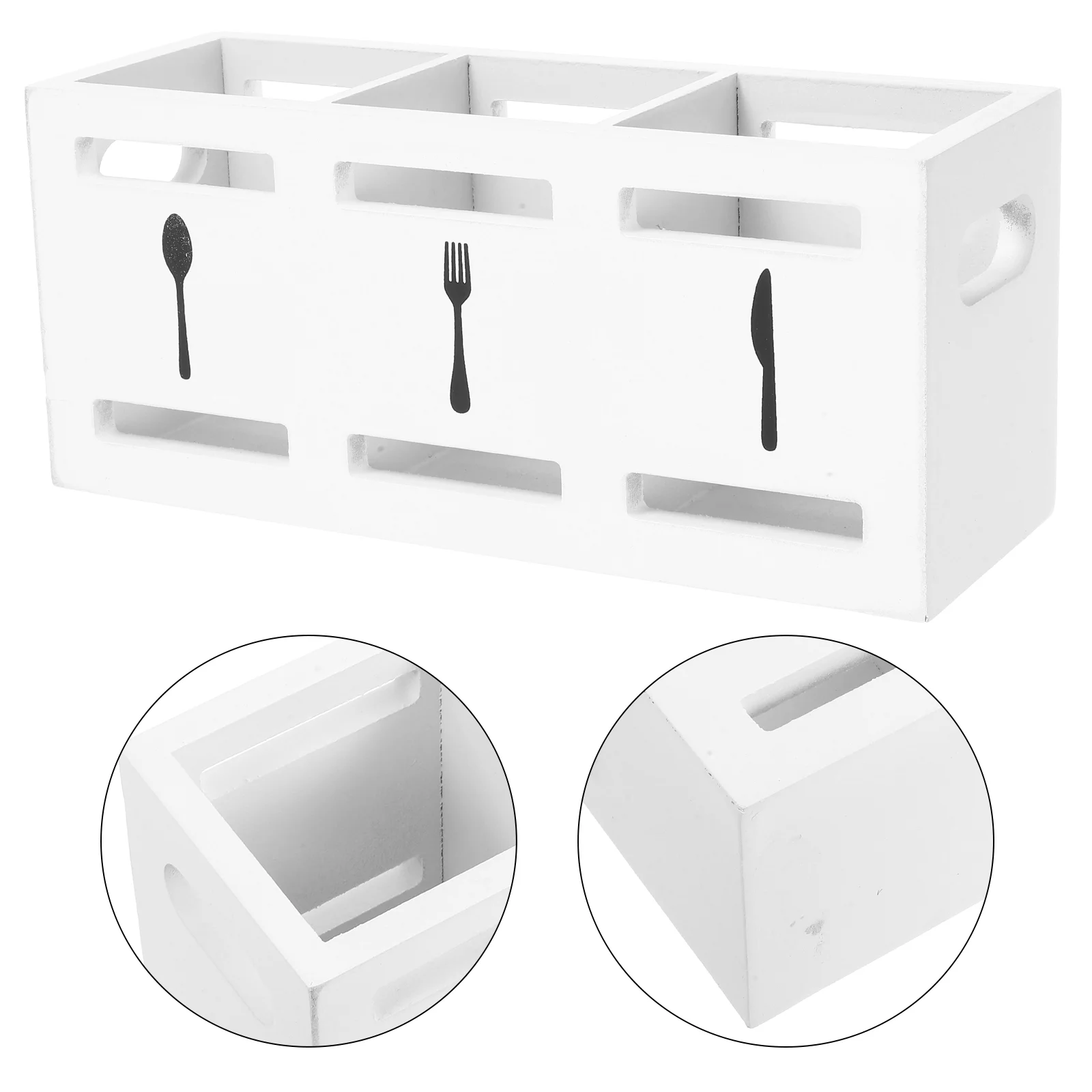 

Silverware Desktop Party Chopsticks and Spoon Storage Box Wooden Organizer Countertop