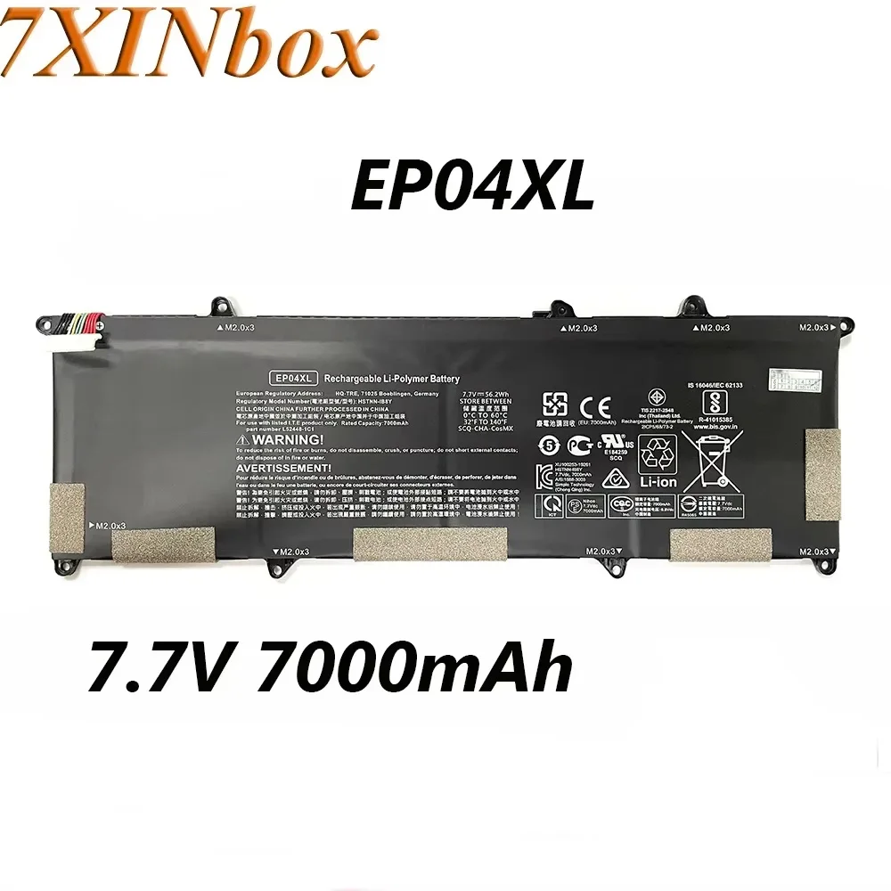 

7XINbox EP04XL EP04056XL 7,7 В, 56,2 Втч, 7000 мАч, аккумулятор для ноутбука HP Elite Dragonfly G1 2019 G2 2020 8MK79EA Max EPO4XL