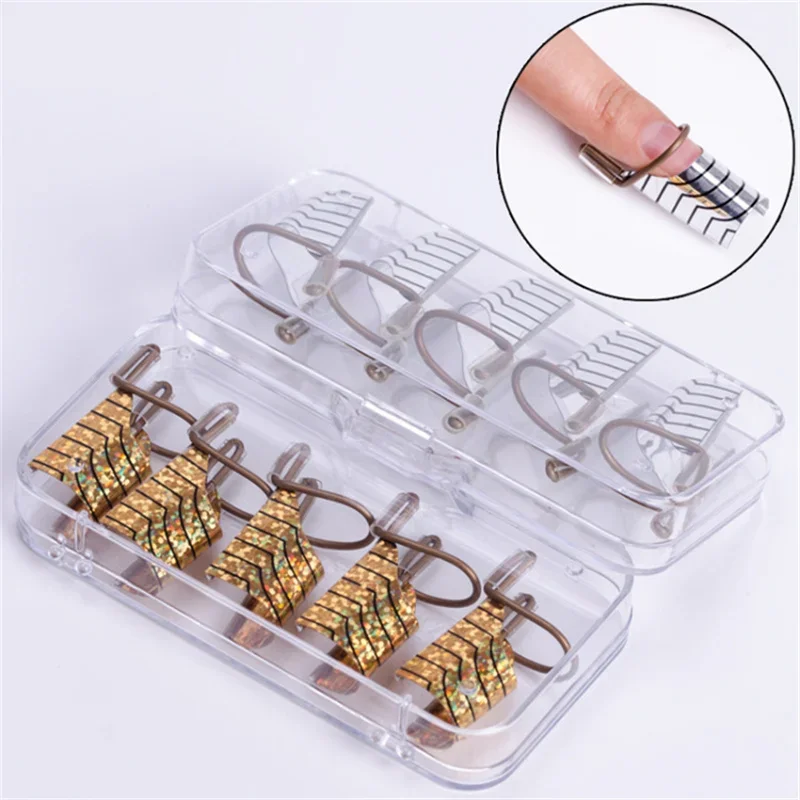 5pcs Reusable Nails Form Set Aluminum Nail Extension Pallets Tips Forms Nail Art Extension Sticker Builder Form Manicure Tools