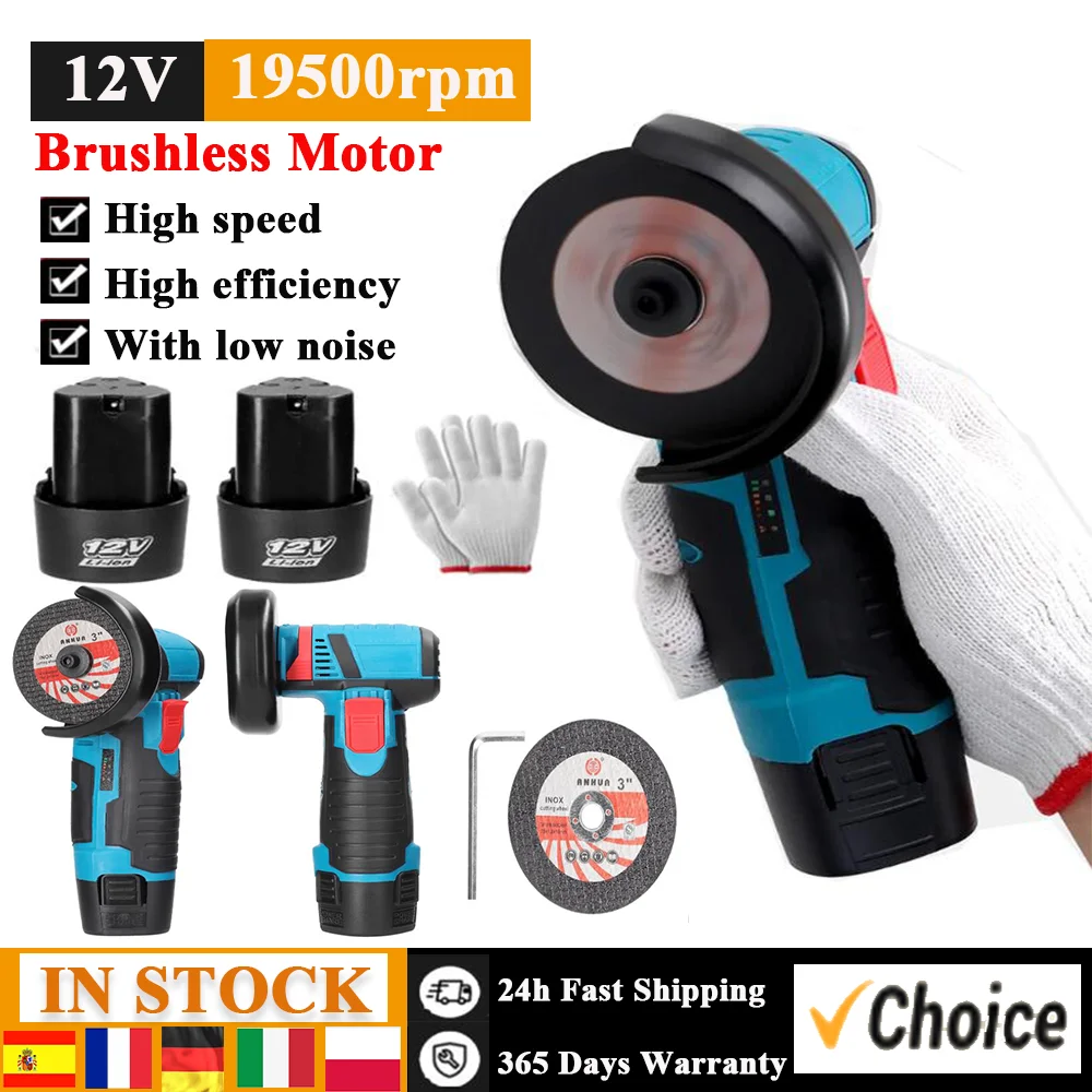 19500rpm Electric Grinding Tool Brushless Motor Mini Grinder Handheld Cutter for Cutting Polishing Ceramic Tile Wood Stone Steel