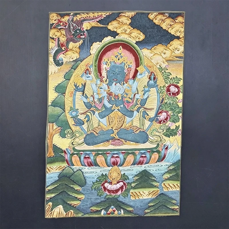 Tibet Tibetan Cloth Silk Joyful Vajra Thangka Tangka Embroidery Painting
