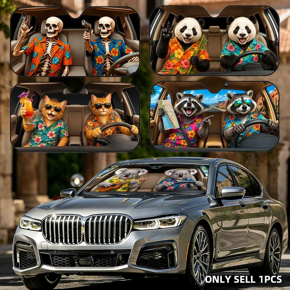 

Gangster animal driving Sun Visor Foldable Aluminum Foil Car Windshield Sun Shade - UV Protection & Heat Insulation Visor