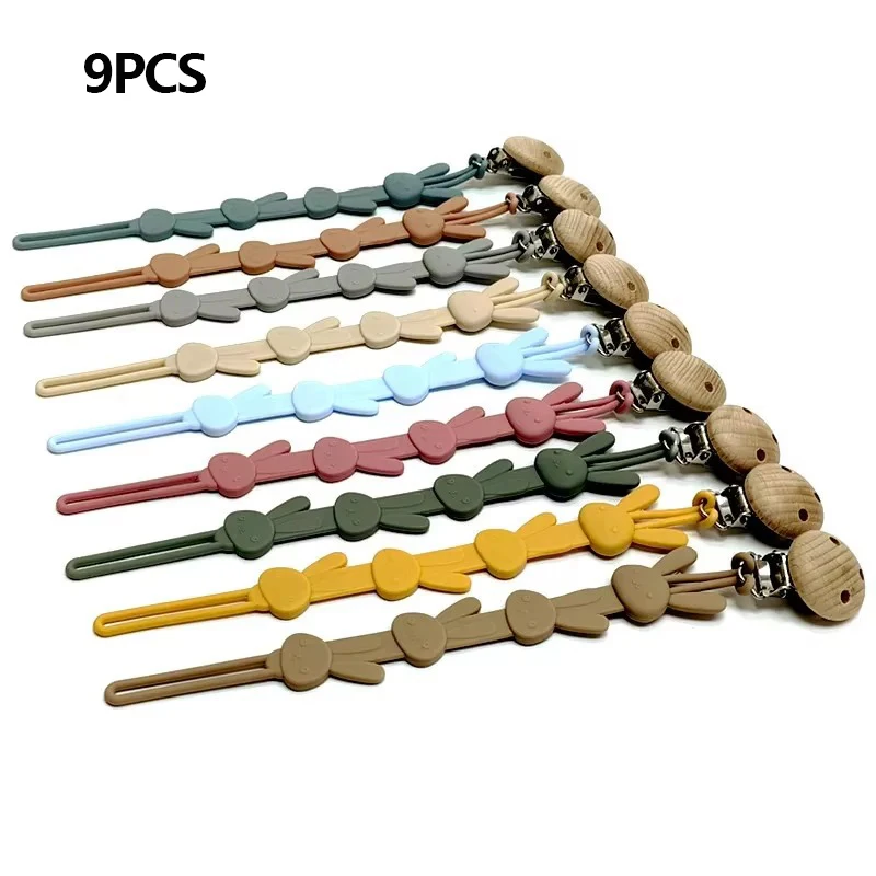 1/3/9PCS Silikon Schnuller Clip Schnuller Kette Beißring Spielzeug Anti-Drop Seil Täglichen Objekte verlust Prävention Urlaub Geschenk