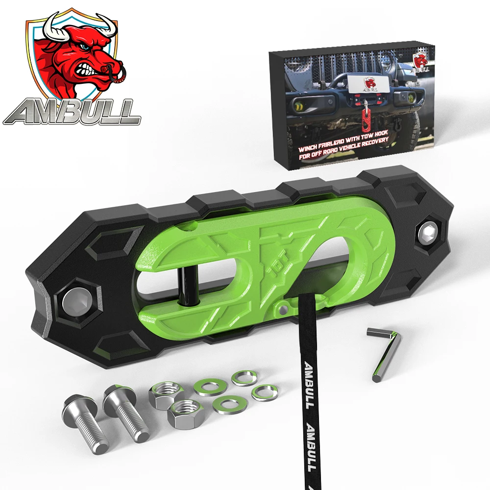 

Ambull 4x4 Off Road Accessories Upgrade Magnetic Attraction Design 33070 Lbs Winch Roller Fairlead and Hook Set for Suv Pickup