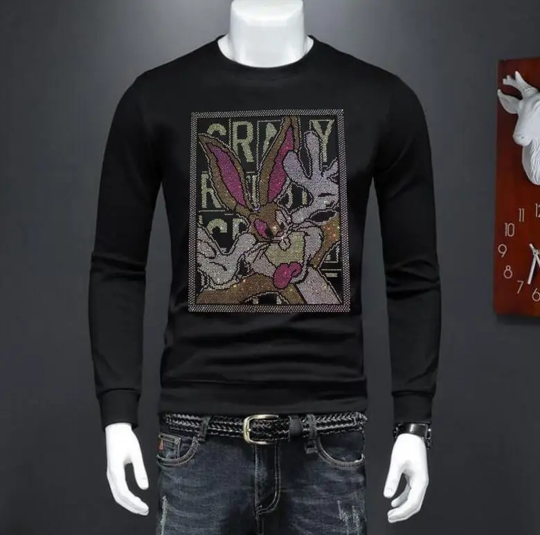 

2025 Brand New Mens Hip Hop Sweatshirt Man long Sleeve Rhinestone Tops drop shipping