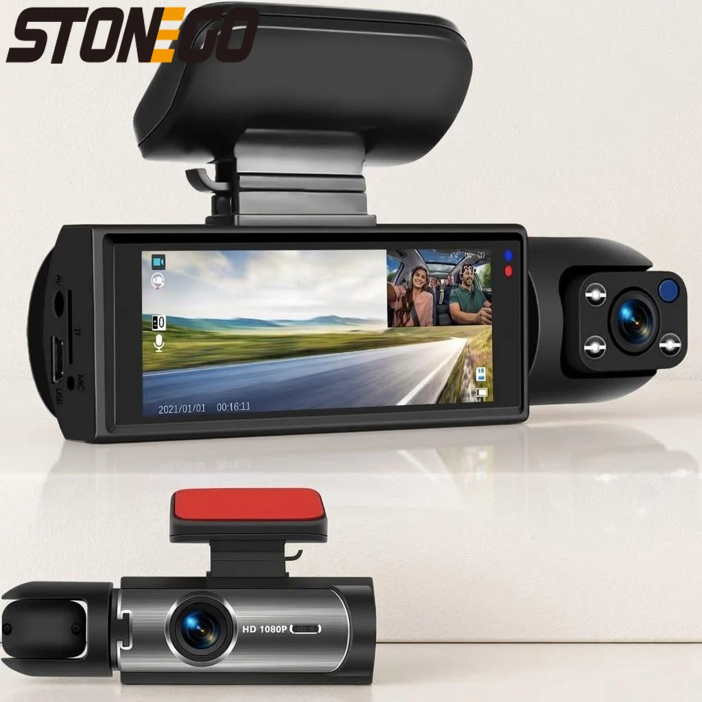 1080P HD Dual Dash Cam Front and Rear Car DVR with IR Night Vision G Sensor three point one six inch IPS Screen Driving Recorder
