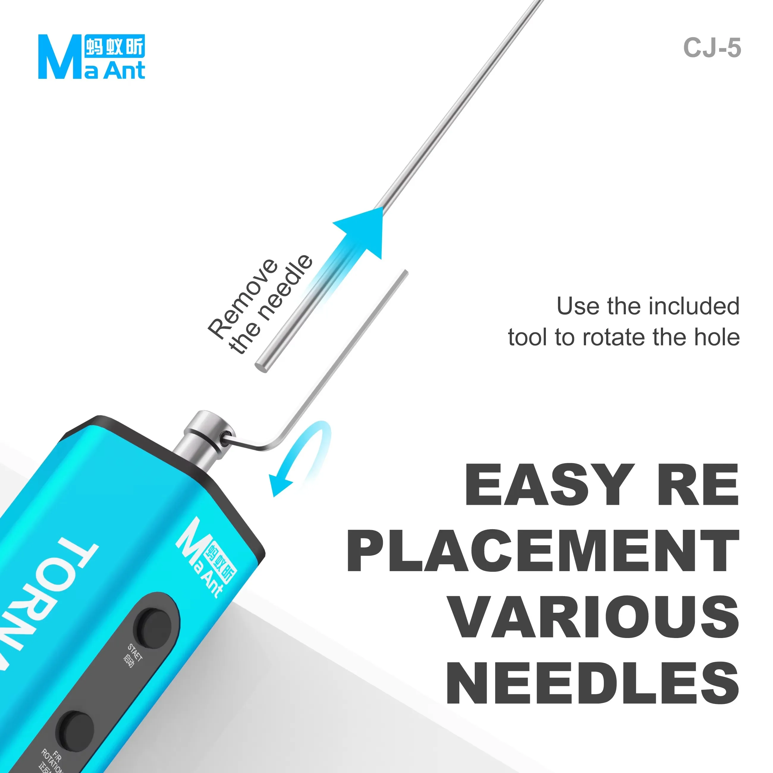 MaAnt CJ‑5 Wireless Electric Glue Remover Kit with Multiple Replaceable Needles For Phone Screen Adhesive Cleaning Repair Tool