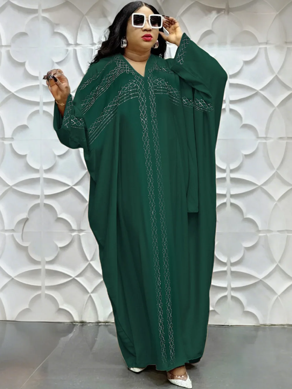 

Customized African Dresses for Women Summer Elegant African Long Sleeve O-neck Polyester Green Red Long Dress Muslim Abaya Afric