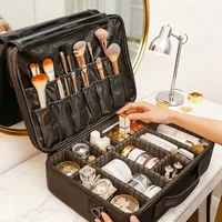 Nueva bolsa de maquillaje Oxford para mujer, estuche de cosméticos de viaje profesional de gran capacidad, caja de herramientas de maquillaje para manicura impermeable