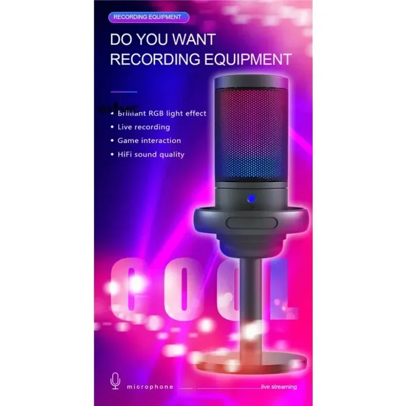 RGB gaming microphone with holder Streaming Touch Mute USB Professional Condenser Microphone for Podcasting Studio Recording Mic