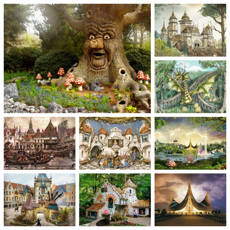 Niederlande Efteling Park Diamant Malerei Fantasie Kinder Paradies Landschaft Kreuzstich Mosaik Bild Handwerk Home Decor 5D