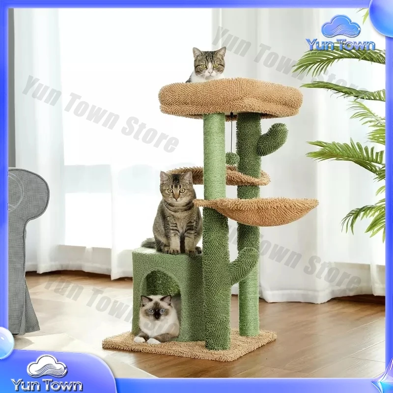 Modern Cactus Cat Tree Scratcher Cat Tree Condo Hammock Cat Scratching Post