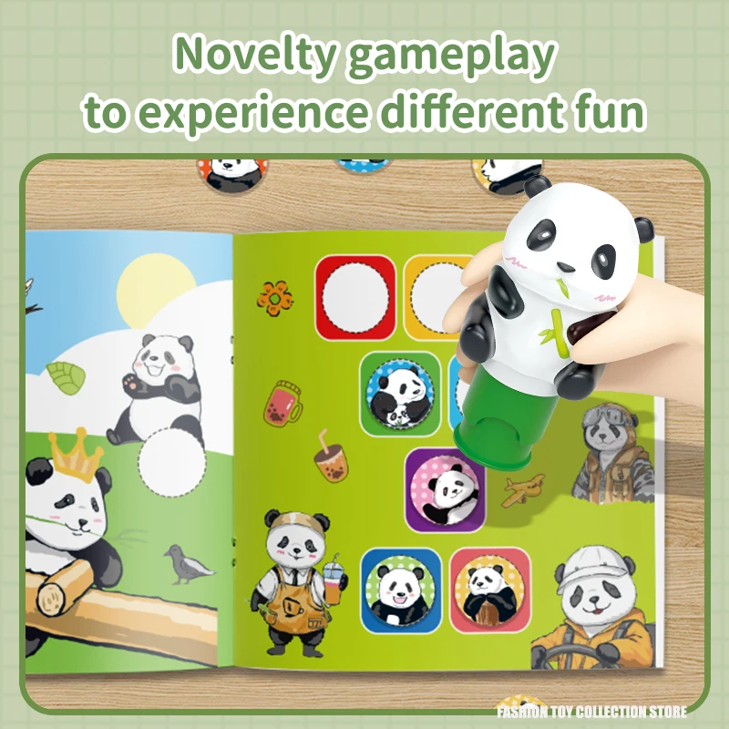 100 sztuk śliczna panda magiczne naklejki Puzzle DIY zabawki do gier z różnymi scenariuszami broszura łatwe wydruki projekt na prezent dla dzieci