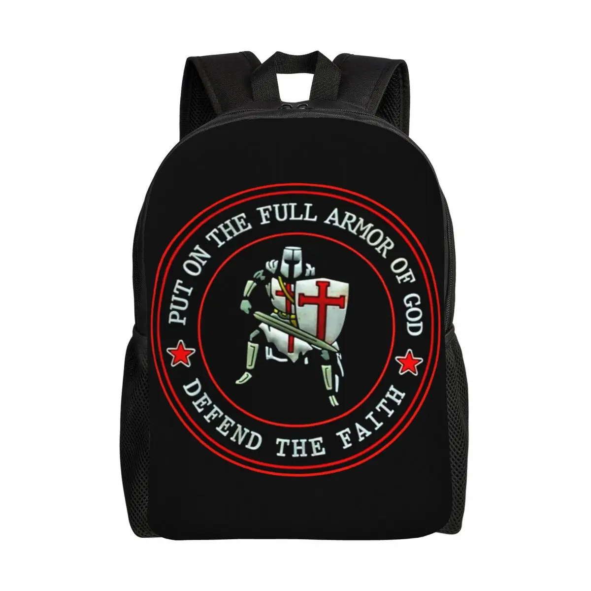 Custom Christian Knight Defend The Faith Laptop Backpack  Casual Bookbag for School College Student Knights Templar Crusader Bag