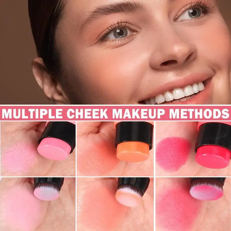 3 Colors Double-headed Blush With Brush Stick Face Moisturizing Brighten Powder Blusher Peach Orange Creamy Rouge Sticks Makeup